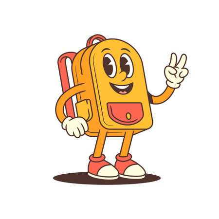 Cartoon mascot character pointing upward with excitement, symbolizing a fresh idea or smart moment. Great for educational, motivational or promotional content. Vector illustrationのイラスト素材