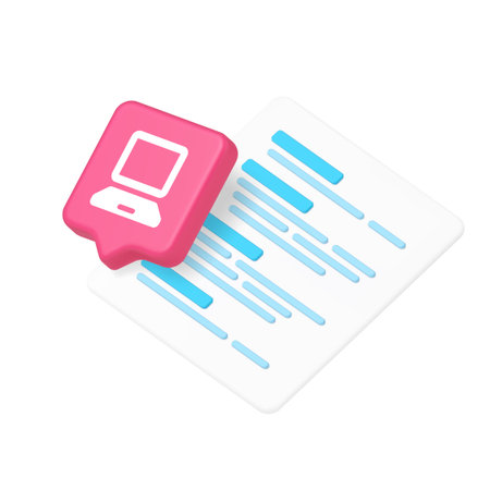 Coding icon with computer monitor symbol representing programming, development, software, technology, coding tools, app interface, digital workspace, web design. 3d icon realistic vector illustrationのイラスト素材