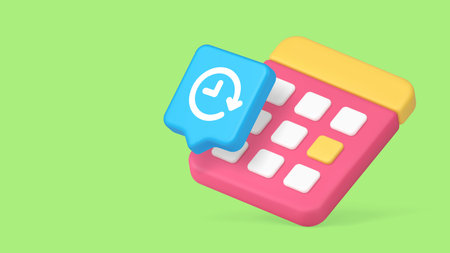 Minimalist 3d banner with cartoon calculator and clock icon. Vector illustration for time...