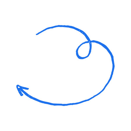A swirling, looping arrow indicating a refresh, reload, or circular process. This hand drawn vector...