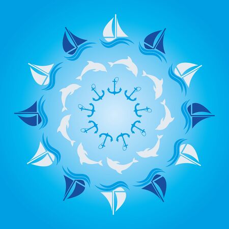 marine icons compositionのイラスト素材