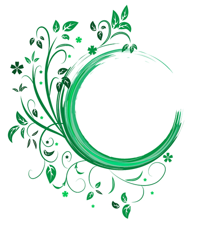 Nature concept with green leafs and space for your text on abstract grey backgroundのイラスト素材