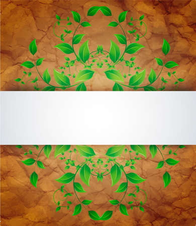 green leaves and crumpled paperのイラスト素材