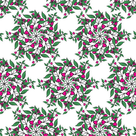 vector illustrator of Hand drawing floral background. Seamless patternのイラスト素材