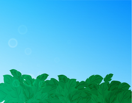 Vector illustration of Nature background with green grass and blue skyのイラスト素材