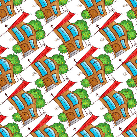 Vector illustration of fairy house seamlessのイラスト素材