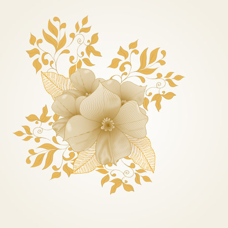Yellow vintage flowersのイラスト素材