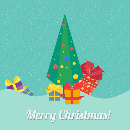 Christmas tree with gifts in style flatのイラスト素材