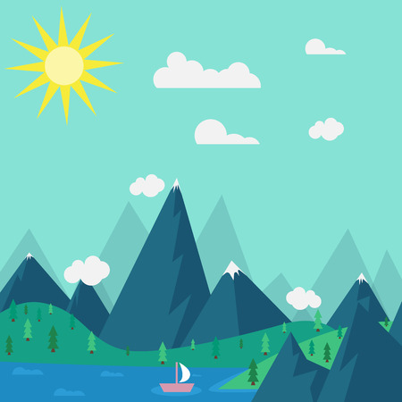 natural landscape in the style of flatのイラスト素材