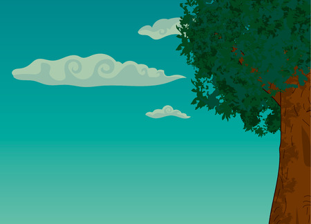 Summer landscape with trees and foliageのイラスト素材