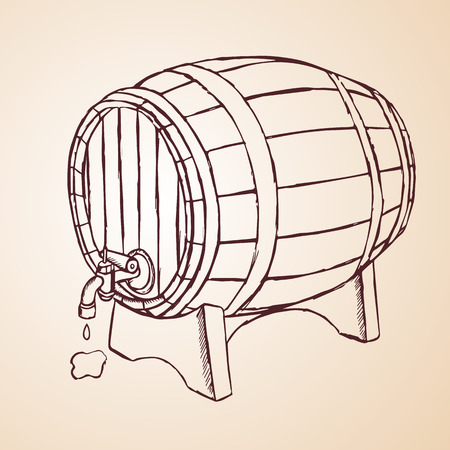 cask of wine hand drawnのイラスト素材