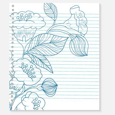 sketch of a flower on a notebook sheetのイラスト素材
