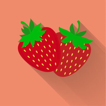 Strawberry icon. Flat vector illustrationのイラスト素材