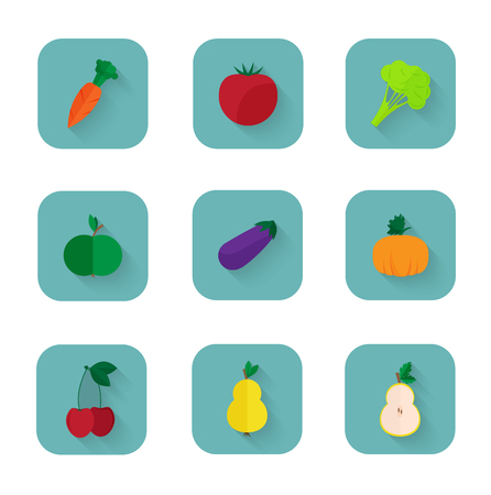 Vector illustration of Modern flat icons - a healthy lifestyle, proper nutrition.のイラスト素材