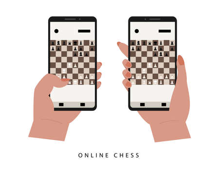Sicilian defense flat vector. Mobile chess play.のイラスト素材