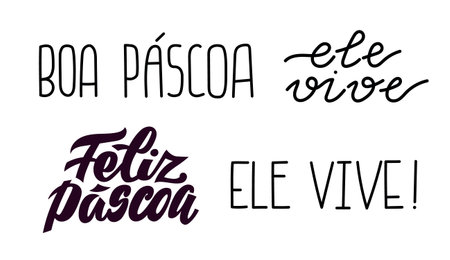 Feliz Pascoa - Happy easter set in portuguese.のイラスト素材