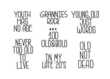 Flat vector age quotes collection for elderly.のイラスト素材