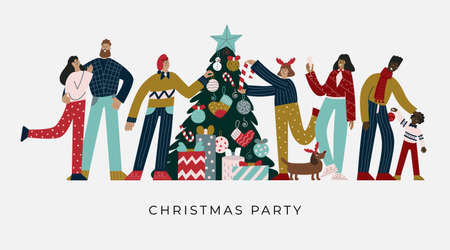 People toghether christmas party web banner.のイラスト素材