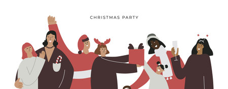 Diverse people celebrate Christmas concept.のイラスト素材
