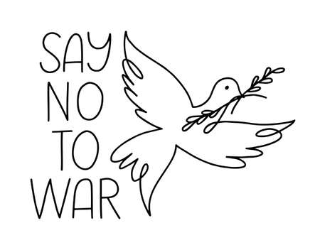 War protest slogan with peace dove.のイラスト素材