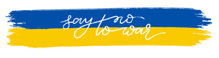 Say no to war on Ukrainian flag.のイラスト素材