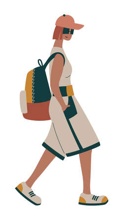 Trendy urban girl in a modern outfit.のイラスト素材