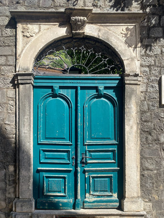 Ancient door in the wall of St. Tryphons Cathedral, Kotor, Montenegro