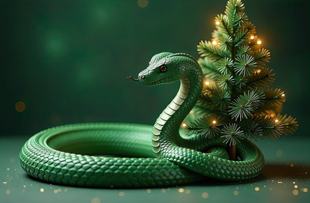 A sparkling snake with a golden inscription 2025.