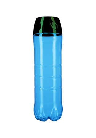 plastic bottle with liquid on a white backgroundの写真素材