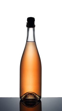 bottle of wine on a white backgroundの写真素材