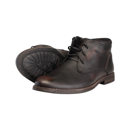men's leather bootees on a white backgroundの写真素材
