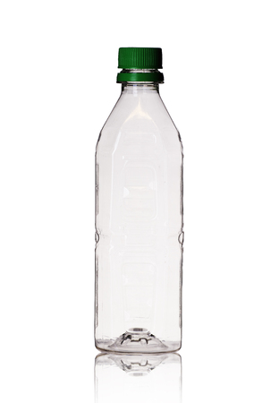 empty bottle with a cork on a white backgroundの写真素材