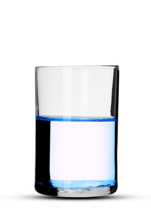 a glass of water with shadow on a white backgroundの写真素材