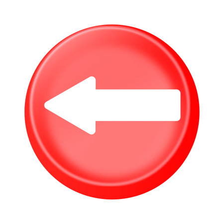 3d illustration red button over white background