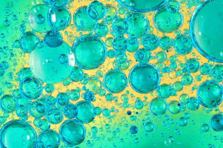 oil bubbles on glass and colored background