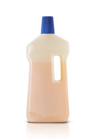 plastic bottle with cleaning fluid on a white backgroundの写真素材