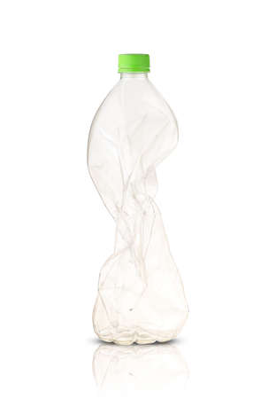 empty plastic drink bottle on white backgroundの写真素材