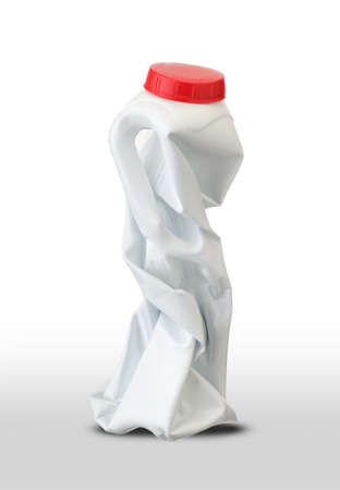 plastic milk bottle on white backgroundの写真素材