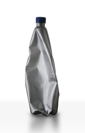 gray plastic energy drink bottle on white backgroundの写真素材