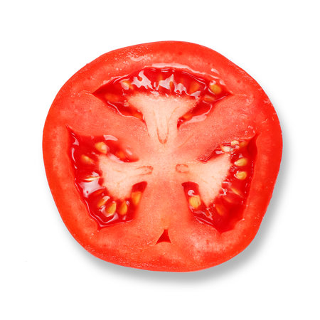 ripe sliced ââtomato on white backgroundの写真素材
