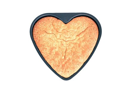 An apple pie in baking form isolated on white backgroundの写真素材