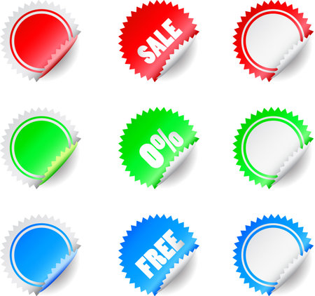 badges and stickersのイラスト素材