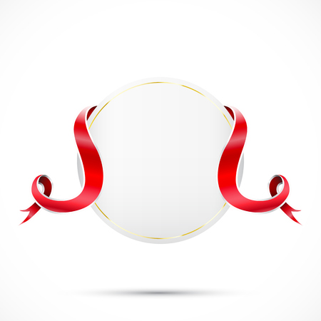 Creative sale tag. Circle creative tag with red ribbonのイラスト素材
