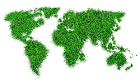 image map of the world with a superimposed effect of grassの写真素材