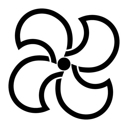 Four rotating blades of a winding or propeller of black color isoliron on a white background. Vector graphics.のイラスト素材
