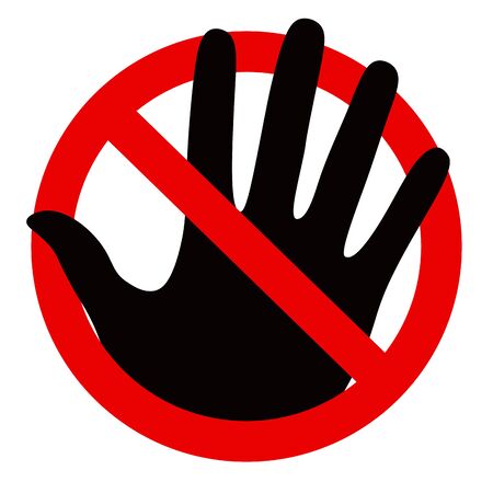 Do not touch sign, stop sign Isolated on white background. Vector illustration. Flat design ban.のイラスト素材