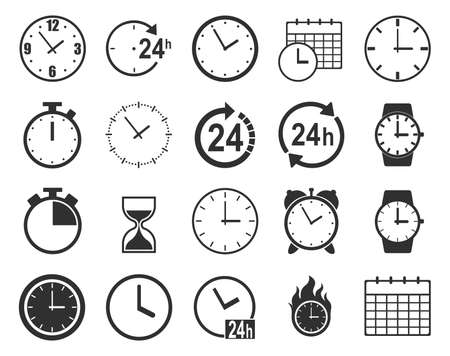 Simple Set of Time Related Vector Line Icons. Contains such Icons as Timer, Speed, Alarm, Restore, Time Management, Calendar and more.のイラスト素材