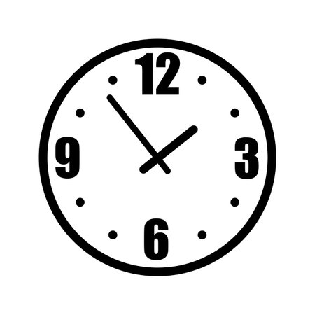 Vector time and clock sign. Horizontal illustration of analog clock icon symbol. Circle arrow icon. Vector illustration.のイラスト素材