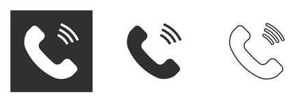 Icon and symbol of conversation, call, communication, telephone receiver. communication and communication. Vector illustration isolated on dark and white background.のイラスト素材