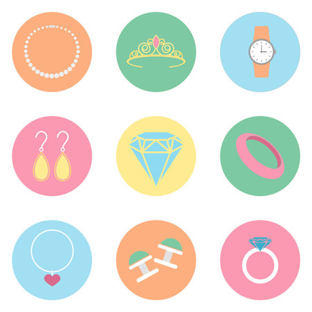 Simple Set of Jewelry Related Vector Line Icons. Contains such Icons as Earrings, Body Cross, Engagement Ring and more.のイラスト素材